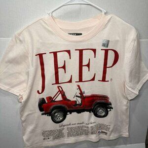 Jeep Spirit Women’s Graphic Crop T-Shirt Cream New